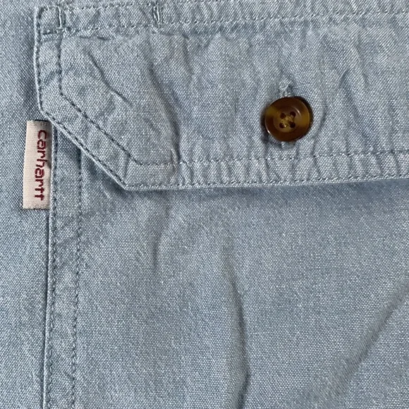 Men’s Carhartt blue, long sleeve shirt. Size XL. Chest approx 25 1/2 inches - Picture 12 of 12